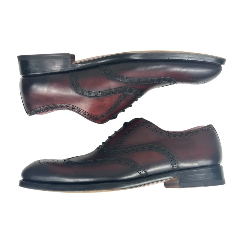 Magnanni Men’s Size 8.5‎ Wingtip Oxford Dress Shoes Oxblood Burgundy